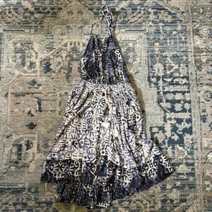 Free People Beach Day Mini Dress in Blue & White/ Ivory